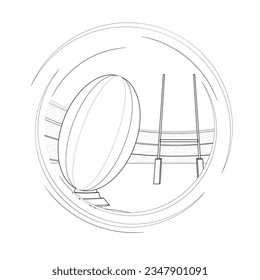 Outline illustration of rugby ball vector icon for web, sketch of a rugby ball on a white background. Vector illustration.