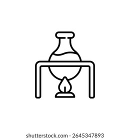 Outline Illustration Of Science Experiment Featuring Beaker And Flame