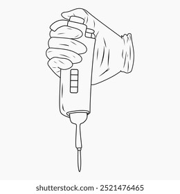 Outline Illustration of Scientist Hand Holding Micropipette