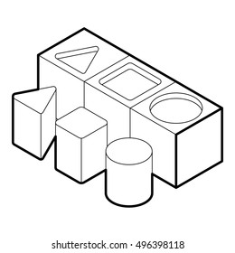 Outline illustration of shape sorter vector icon for web