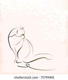 outline illustration of sitting cat