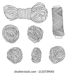 Outline illustration of skeins of thread