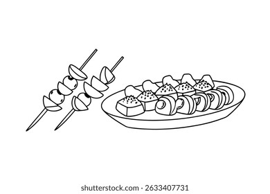 Ilustração De Esquemas De Chuveiros E Um Platter De Aperitivos Arte Alimentar