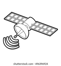 Outline illustration of space satellite vector icon 