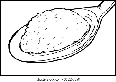 Outline illustration of spoon with sugar inside