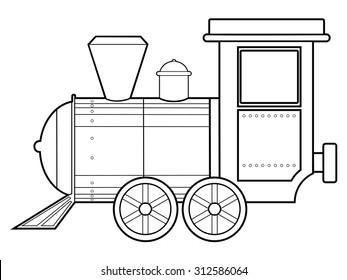 outline illustration of steam train, vintage transportation