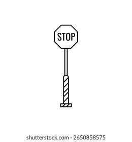 Outline illustration of a stop sign with "STOP" text, ideal for traffic safety and regulatory designs.