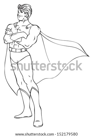 Outline illustration of a superhero