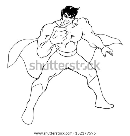 Outline illustration of a superhero