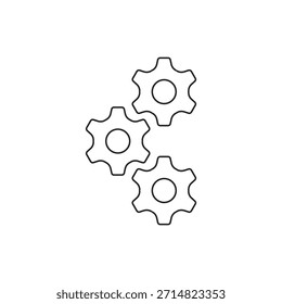 Ilustración de esquema de tres ruedas dentadas entrelazadas para un sistema.