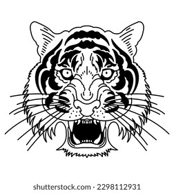 Outline illustration of a tiger head. 