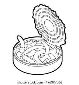 Outline illustration of tin of earthworms vector icon for web