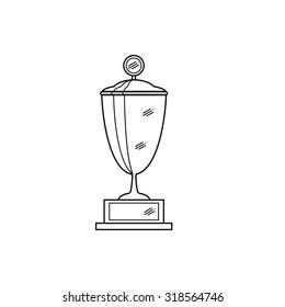 Outline illustration of trophy cup. Vector illustration.