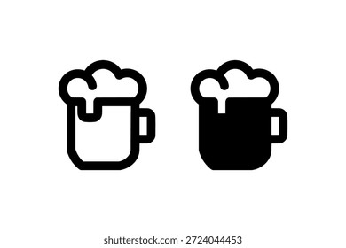 Outline illustration of two filled beer mugs with foam.