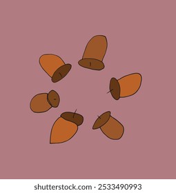 Outline illustration vector image of an acorn.
Hand drawn artwork of an acorn.
Simple cute original logo.
Hand drawn vector illustration for posters.