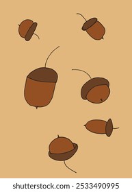 Outline illustration vector image of an acorn.
Hand drawn artwork of an acorn.
Simple cute original logo.
Hand drawn vector illustration for posters.