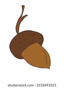 Outline illustration vector image of an acorn.
Hand drawn artwork of an acorn.
Simple cute original logo.
Hand drawn vector illustration for posters.