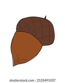 Outline illustration vector image of an acorn.
Hand drawn artwork of an acorn.
Simple cute original logo.
Hand drawn vector illustration for posters.