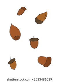 Outline illustration vector image of an acorn.
Hand drawn artwork of an acorn.
Simple cute original logo.
Hand drawn vector illustration for posters.