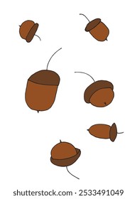 Outline illustration vector image of an acorn.
Hand drawn artwork of an acorn.
Simple cute original logo.
Hand drawn vector illustration for posters.