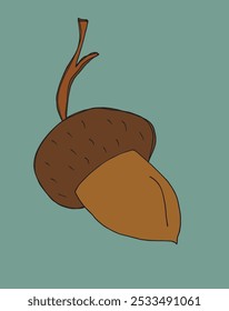 Outline illustration vector image of an acorn.
Hand drawn artwork of an acorn.
Simple cute original logo.
Hand drawn vector illustration for posters.