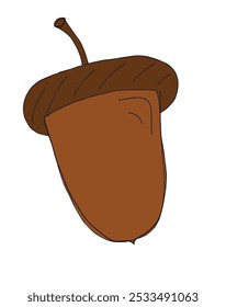 Outline illustration vector image of an acorn.
Hand drawn artwork of an acorn.
Simple cute original logo.
Hand drawn vector illustration for posters.