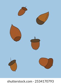 Outline illustration vector image of an acorn.
Hand drawn artwork of an acorn.
Simple cute original logo.
Hand drawn vector illustration for posters.