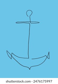 Outline illustration vector image of an anchor.
Hand drawn artwork of an anchor.
Simple cute original logo.
Hand drawn vector illustration for posters.