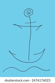 Outline illustration vector image of an anchor.
Hand drawn artwork of an anchor.
Simple cute original logo.
Hand drawn vector illustration for posters.