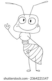 Outline illustration vector image of an ant.
Hand drawn artwork of an ant. 
Simple cute original logo.
Hand drawn vector illustration for posters, cards, t-shirts.