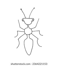 Outline illustration vector image of an ant.
Hand drawn artwork of an ant. 
Simple cute original logo.
Hand drawn vector illustration for posters, cards, t-shirts.