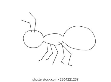 Outline illustration vector image of an ant.
Hand drawn artwork of an ant. 
Simple cute original logo.
Hand drawn vector illustration for posters, cards, t-shirts.