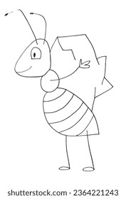 Outline illustration vector image of an ant.
Hand drawn artwork of an ant. 
Simple cute original logo.
Hand drawn vector illustration for posters, cards, t-shirts.