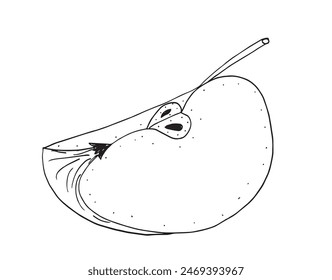 Outline illustration vector image of an apple.
Hand drawn artwork of an apple.
Simple cute original logo.
Hand drawn vector illustration for posters.