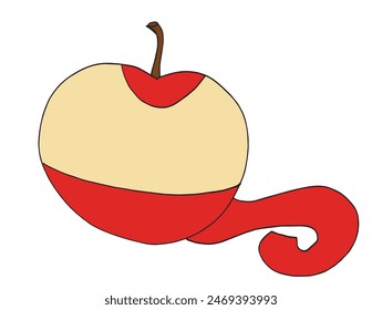 Ilustración de contorno Imagen de Vector de una manzana.
Obra de arte dibujada a mano de una manzana.
Simple lindo logotipo original.
Ilustración vectorial dibujada a mano para carteles.