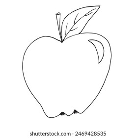 Outline illustration vector image of an apple.
Hand drawn artwork of an apple.
Simple cute original logo.
Hand drawn vector illustration for posters.