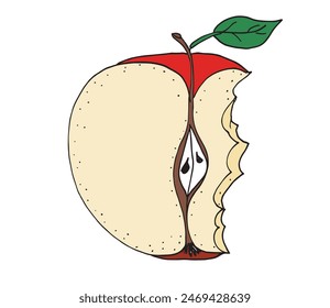 Outline illustration vector image of an apple.
Hand drawn artwork of an apple.
Simple cute original logo.
Hand drawn vector illustration for posters.