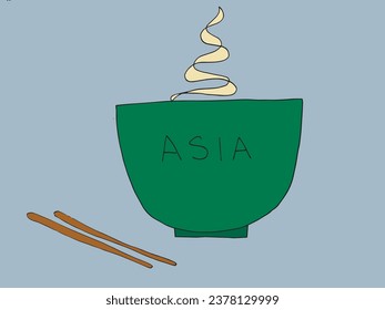Outline illustration vector image of an asian food.
Hand drawn artwork of an asian food. 
Simple cute original logo.
Hand drawn vector illustration for posters, cards, t-shirts.