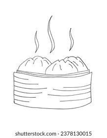 Outline illustration vector image of an asian food.
Hand drawn artwork of an asian food. 
Simple cute original logo.
Hand drawn vector illustration for posters, cards, t-shirts.
