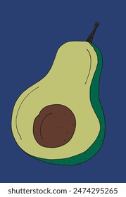 Outline illustration vector image of an avocado.
Hand drawn artwork of an avocado.
Simple cute original logo.
Hand drawn vector illustration for posters.