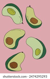 Outline illustration vector image of an avocado.
Hand drawn artwork of an avocado.
Simple cute original logo.
Hand drawn vector illustration for posters.