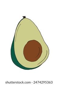 Umriss Illustration Vektorgrafik Bild einer Avocado.
Handgezeichnetes Kunstwerk einer Avocado.
Einfaches, niedliches Original-Logo.
Handgezeichnete Vektorillustration für Poster.