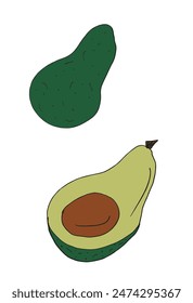 Outline illustration vector image of an avocado.
Hand drawn artwork of an avocado.
Simple cute original logo.
Hand drawn vector illustration for posters.