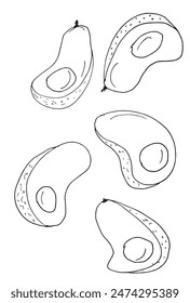 Outline illustration vector image of an avocado.
Hand drawn artwork of an avocado.
Simple cute original logo.
Hand drawn vector illustration for posters.