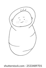 Outline illustration vector image of a baby.
Hand drawn artwork of a baby.
Simple cute original logo.
Hand drawn vector illustration for posters.