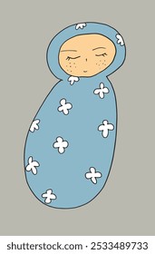Outline illustration vector image of a baby.
Hand drawn artwork of a baby.
Simple cute original logo.
Hand drawn vector illustration for posters.
