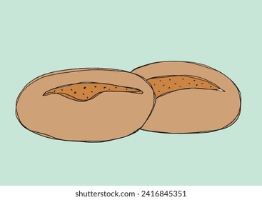 Outline illustration vector image of a bagel.
Hand drawn artwork of a bagel.
Simple cute original logo.
Hand drawn vector illustration for posters.