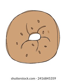 Outline illustration vector image of a bagel.
Hand drawn artwork of a bagel.
Simple cute original logo.
Hand drawn vector illustration for posters.