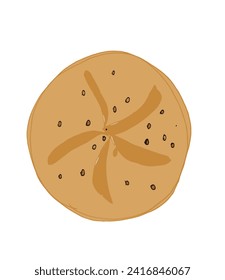 Outline illustration vector image of a bagel.
Hand drawn artwork of a bagel.
Simple cute original logo.
Hand drawn vector illustration for posters.