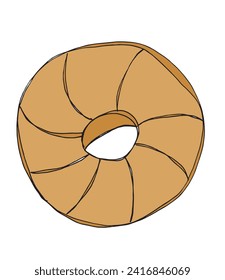 Outline illustration vector image of a bagel.
Hand drawn artwork of a bagel.
Simple cute original logo.
Hand drawn vector illustration for posters.